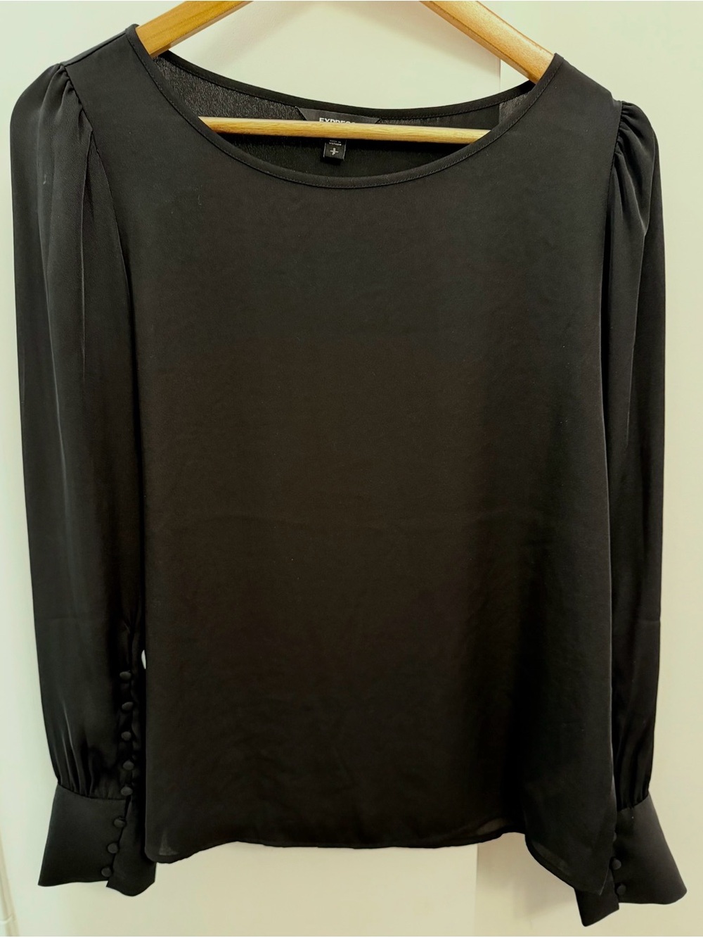 Express Women’s Black Long-Sleeve Blouse with Button Cuffs